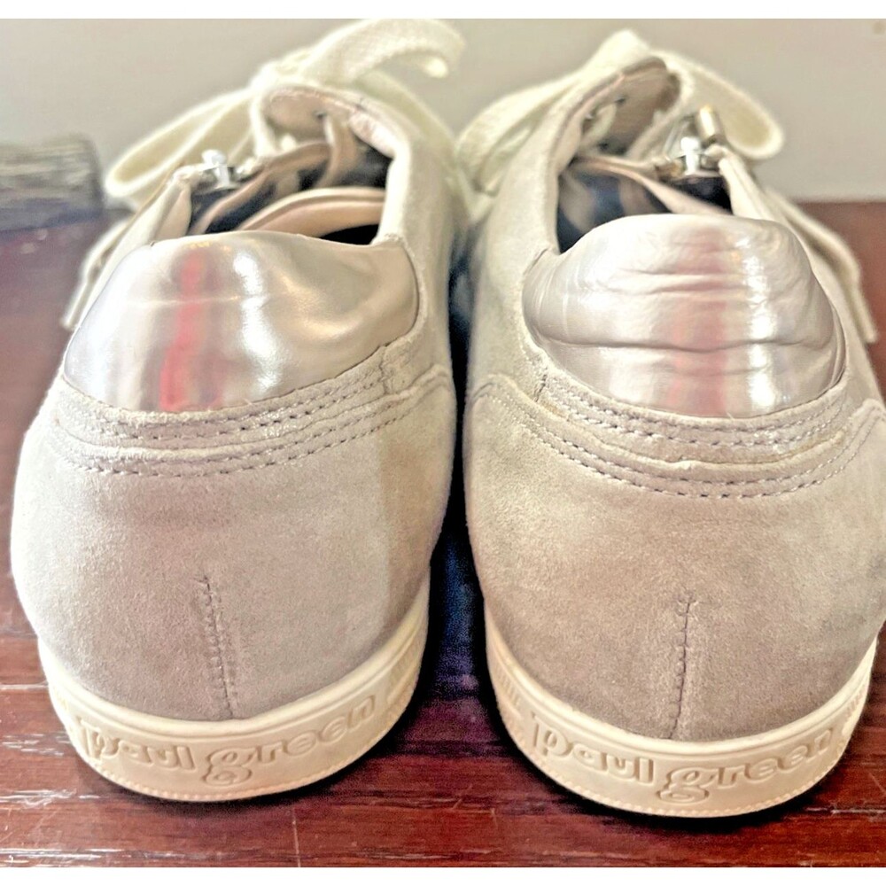 Paul Green Metallic Leather Sneakers Women 9 Taupe Champagne Comfort Shoes - Picture 8 of 9